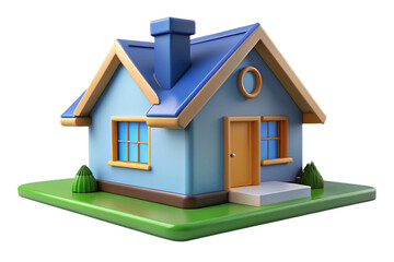 cute miniature house 3d model cartoon home illustration real estate property architecture small building render
