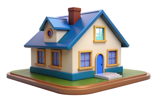 adorable 3d house model cartoon home illustration real estate property small building architecture digital render
