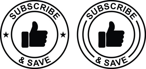Subscribe and Save Vector Label – Discount, Offer, Badge, Ecommerce Promo Design