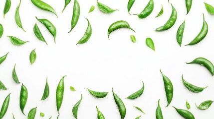 Obraz premium Green Leaves Arrangement on White Background Fresh Natural Foliage Design