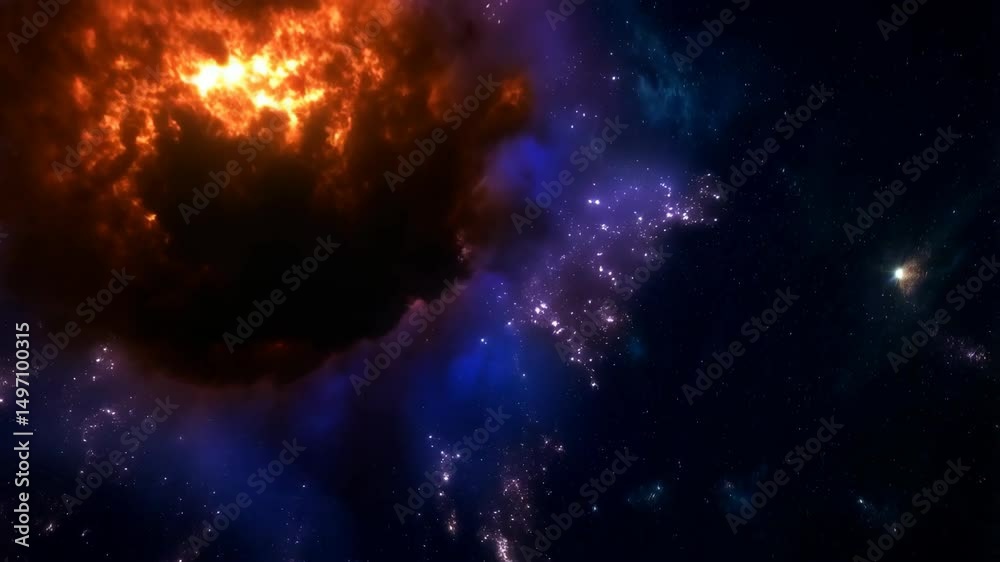 Wall mural vibrant supernova explosion with plasma plumes in deep outer space showing expansion and cosmic dest