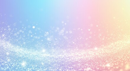 パステルカラーの背景、キラキラ輝く粒子と波模様の抽象的なイメージ