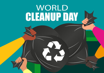 World Cleanup Day illustration.  Environmental event. Cleanup day, World Earth Day. Vector illustration.