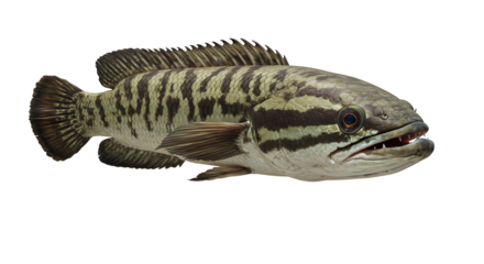 Striking Giant Snakehead Fish with Detailed Scales and Sharp Teeth