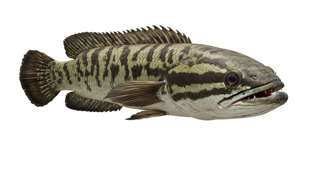 Striking Giant Snakehead Fish with Detailed Scales and Sharp Teeth