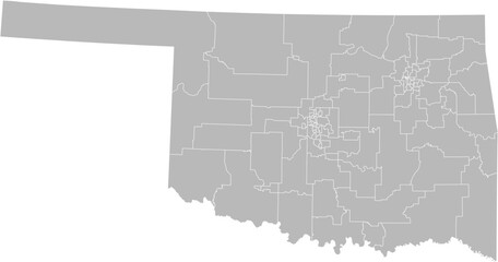 Oklahoma state house districts vector map (Albers equal area conic projection, PPT-compatible & fully editable)
