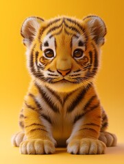Fototapeta premium Adorable tiger cub in a digital