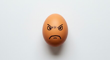 Angry Egg with Drawn Expression Showing Frustration and Negative Emotion