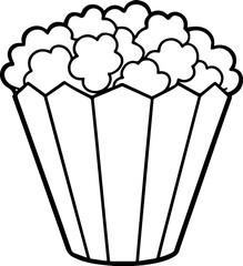 popcorn outline line art illustration, coloring book page