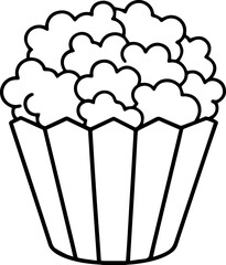 popcorn outline line art illustration, coloring book page