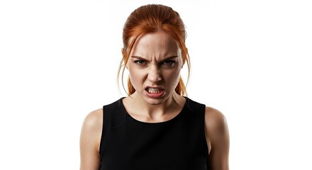 Angry Woman with Red Hair Expressing Fury and Intense Negative Emotion