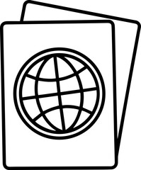international passport outline line art illustration, coloring book page