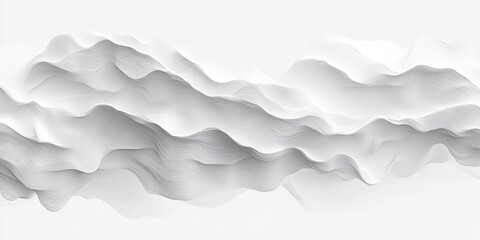 Abstract Flowing White Fabric Waves Background, Elegant Monochrome Silver Toned Design