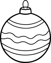 Christmas ball outline line art illustration, coloring book page