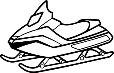 snowmobile outline line art illustration, coloring book page
