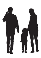 Families with little child on white background