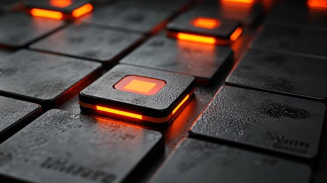 Futuristic Gray Keyboard Design with Illuminated Orange Keys