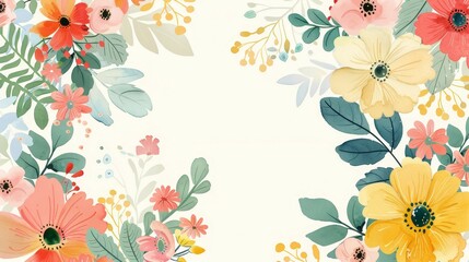 Flower frame for adding text Created with Generative AI technology