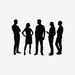 Detailed Human Silhouettes in Various Standing Poses on White Background &ndash; Vector People Outlines for Design & Illustration