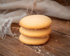 Delicious Homemade Sugar Cookies Stack on Wooden Table