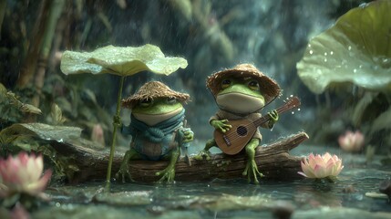 Frog, Art, Singing