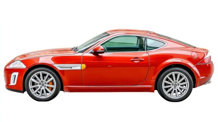Red Sports Coupe Side Profile on White Background