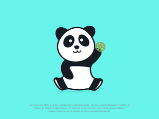 panda logo cartoon style, perfect for food or snack logo design