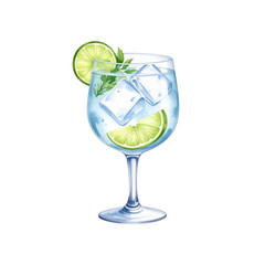 Isolated mojito with mint, lime, ice, and refreshing cool liquid