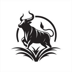 cow vector silhouette clip art logo design illustration. livestock collection.