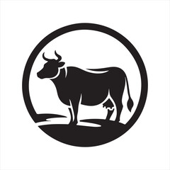 cow vector silhouette clip art logo design illustration. livestock collection.