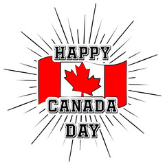 Happy Canada Day. National Canadian holiday. July 1. Canadian flag. Maple leaf. Template for poster, gift card, banner. Isolated on white background.