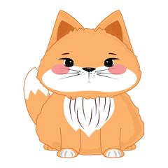 Playful kitten character with bright fur, big eyes, and sweet smile, perfect for childrens designs