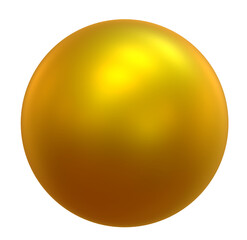 3d golden ball isolated on png transparent background.