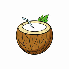 coconut on white background