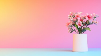 Naklejka premium Pink flowers blossoming in vase backdrop