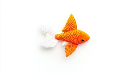 Quilled goldfish on white background
