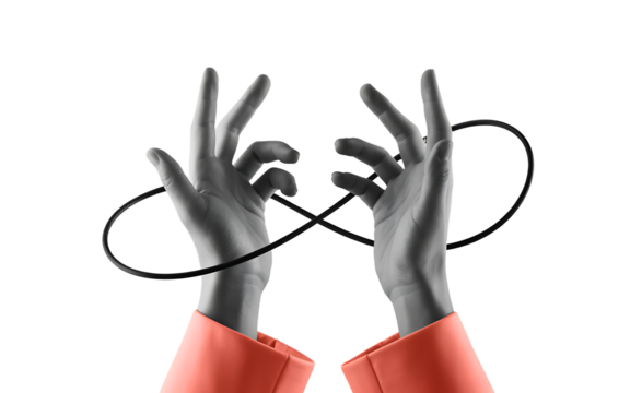 Two hands forming infinity symbol abstract concept