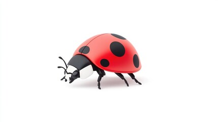 Naklejka premium Shiny cartoon ladybug on a white surface