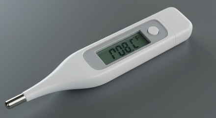 Digital Thermometer Displaying Elevated Temperature for Healthcare Conceptual Use