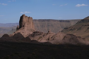 Amazing mountain landscapes of Jebel Saghro with volcanic rocks eroded by wind and time. Atlas, Anti Atlas, Morocco © Iwona