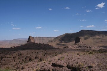 Amazing mountain landscapes of Jebel Saghro with volcanic rocks eroded by wind and time. Atlas, Anti Atlas, Morocco © Iwona