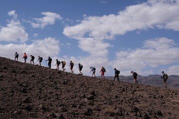Jebel Saghro, Morocco: landscape of Jebel Saghro with volcanic rocks eroded by wind and time and...