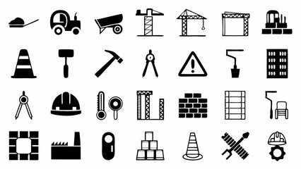 Building a Future A Collection of Construction Icons Symbolizing Growth and Innovation in Black and