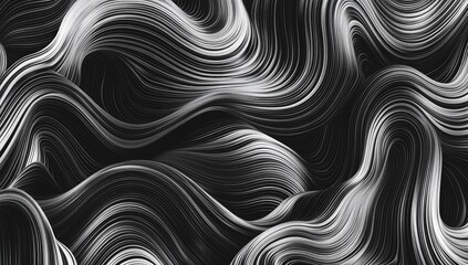 Obraz premium Abstract black and white flowing lines