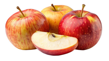 Apples Still Life with a Slice in Natural Light on White