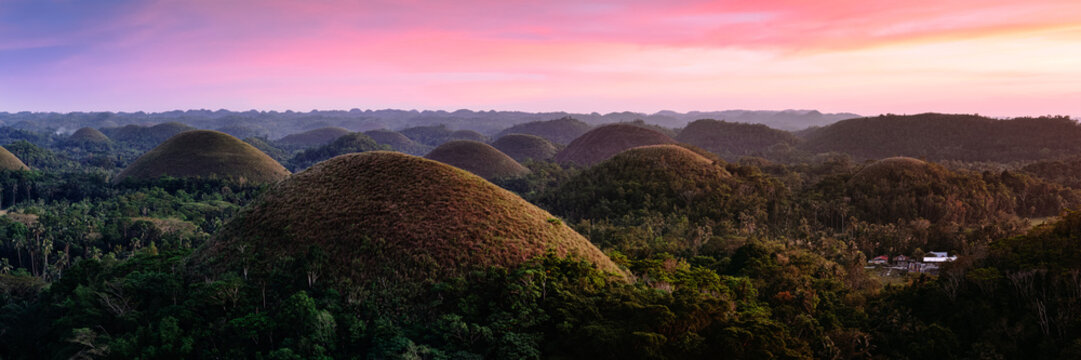 Chocolate hills panoramic, Carmen, Bohol island, Philippines
