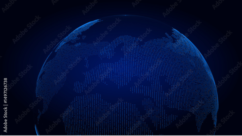 Aufkleber network connection structure. abstract technology background with digital connecting data on planet.