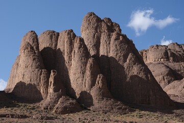 Amazing mountain landscapes of Jebel Saghro with volcanic rocks eroded by wind and time. Atlas, Anti Atlas, Morocco © Iwona