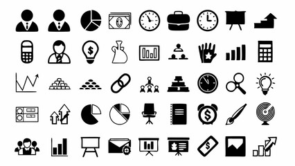 Business ventures innovative solutions financial growth illustrated in a modern icon pattern style