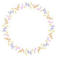 Line Festive Frame. Playful round border of multicolor zigzag strokes, ideal for celebration or cheerful design. Vector illustration